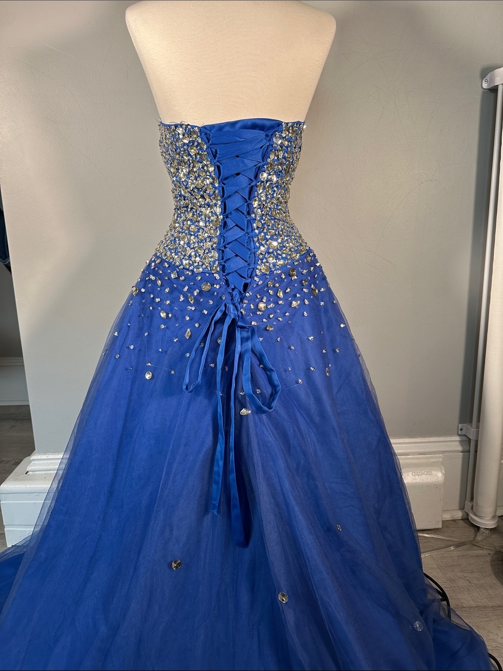 Royal Blue Strapless Prom Dress - Picture 5 of 10